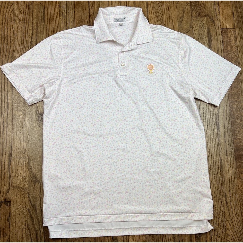 Peter Millar Summer Comfort Polo Shirt White Golf Utopia Burger Men's Sz Large - Picture 2 of 3
